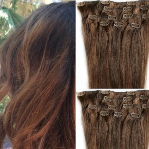 20" 100% Clip in Human Hair Extensions 7Pcs,14 clips # 4/30 - Picture 1 of 2